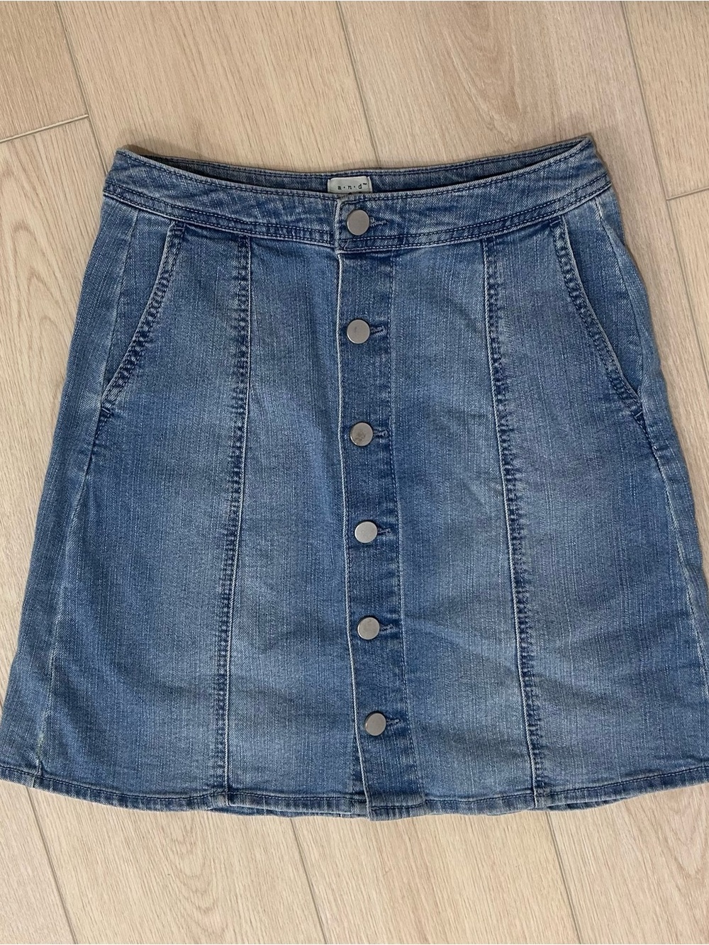 A New Day Button-Front Denim Skirt